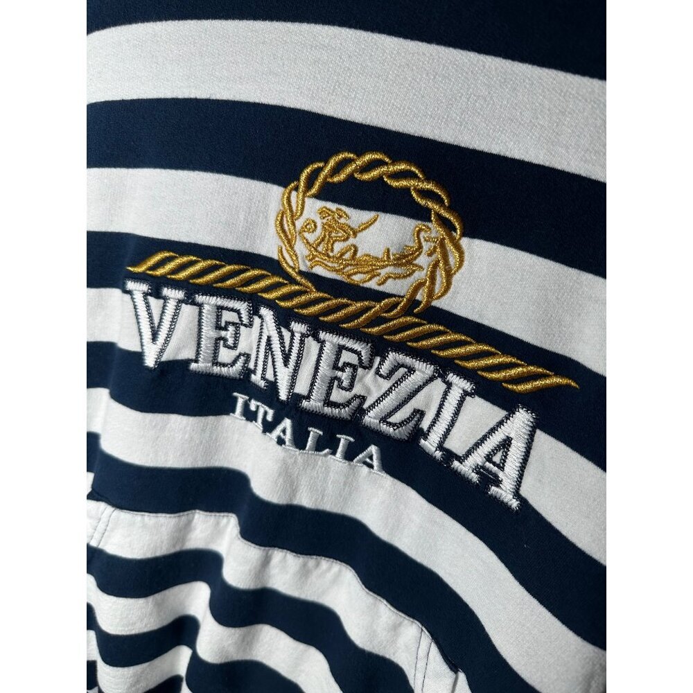 Venice Collections Venezia Italia Navy Blue & White Striped Hooded Sweater - Picture 3 of 6